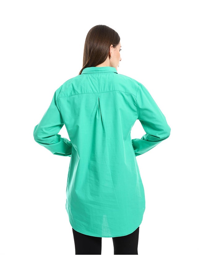 Andora Long Sleeves Solid Poplin Buttons Shirt _ Green - Image 3