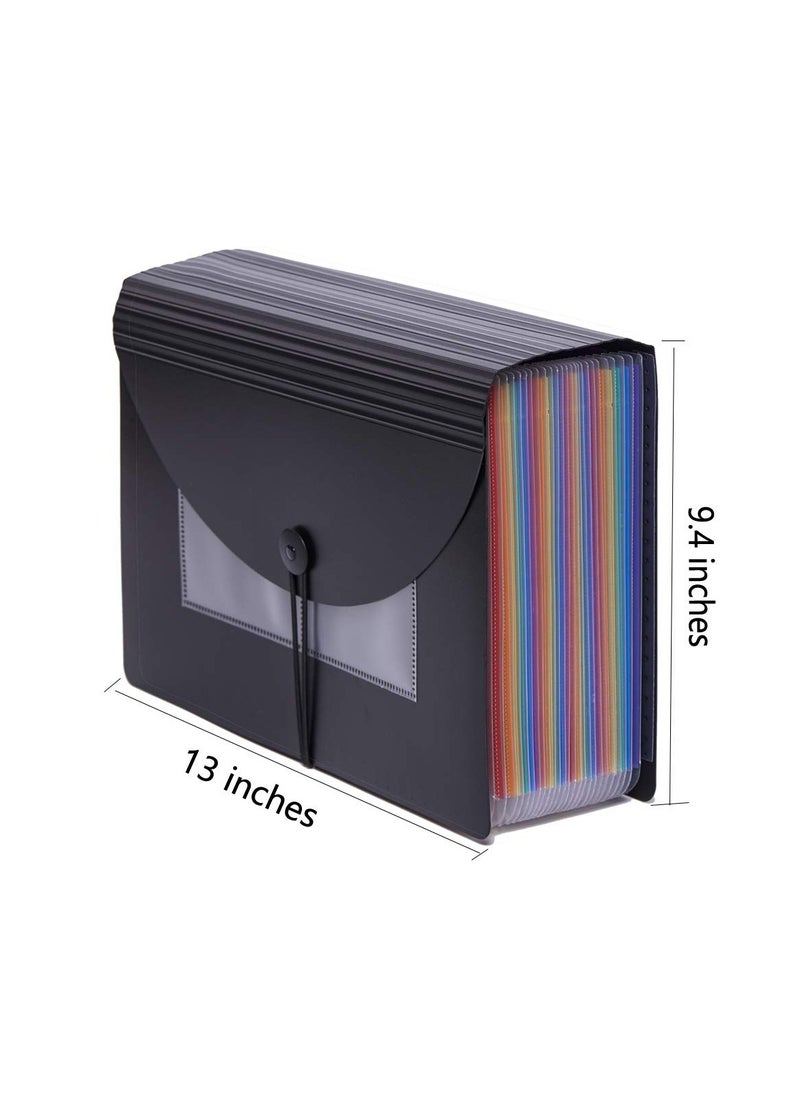 Chabeia 24 Pockets Expanding File Folder/Accordian File Organizer with Expandable Cover/Portable A4 Letter Size File Box,High Capacity Plastic Colored Paper Document Receipt Organizer Filing Folder Organizer  - Image 3