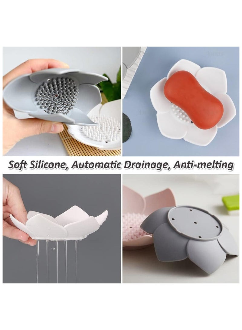 NANAO 2-Pack Silicone Soap Dishes with Draining - For Shower, Sink, and Bathtub | Extend Soap Life  - Image 2