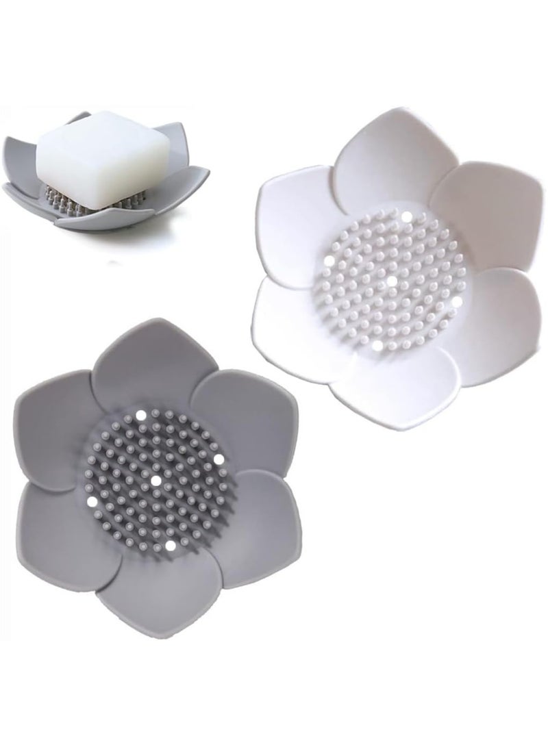 NANAO 2-Pack Silicone Soap Dishes with Draining - For Shower, Sink, and Bathtub | Extend Soap Life  - Image 1