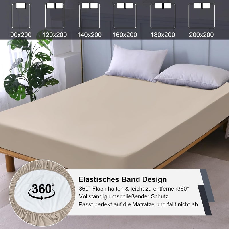 ohano Waterproof Mattress Protector 200 x 200 cm Fitted Sheet, Waterproof and Breathable Mattress Cover, Incontinence Pad, Moisture Protection Bed Sheet, Fitted Sheet, for All Seasons, Khaki - Image 5