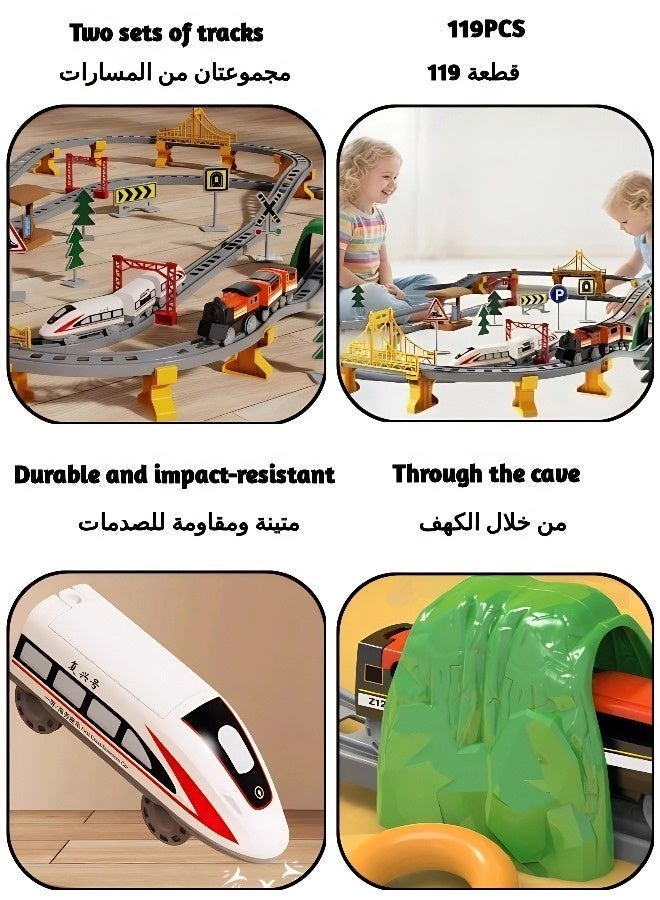 119-piece high-speed train track toy set, electric high-speed train toy set, educational assembly electric high-speed train toy, train toy with track, suitable for boys and girls aged 3 and up, perfect gift for birthdays, holidays and parties - Image 5