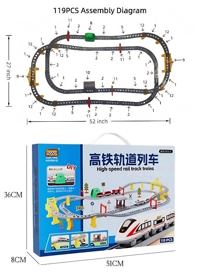 119-piece high-speed train track toy set, electric high-speed train toy set, educational assembly electric high-speed train toy, train toy with track, suitable for boys and girls aged 3 and up, perfect gift for birthdays, holidays and parties - Image 2