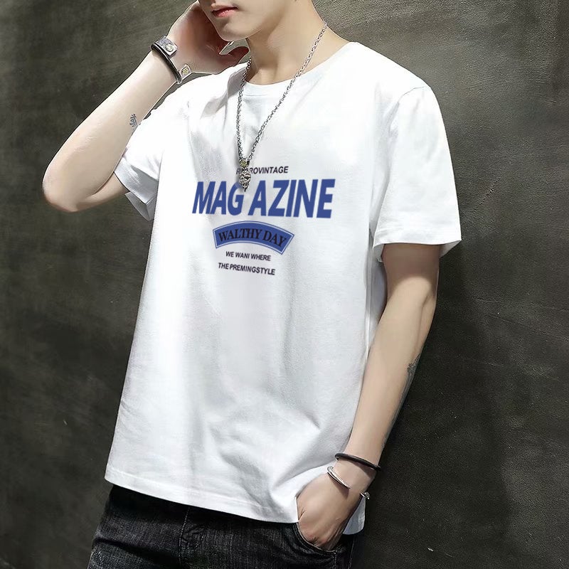 Trendy Printed Summer New Men's Short-sleeved T-shirt Round Neck Hong Kong Style Loose Half-sleeved Clothes Thin T-shirt Base Shirt - Image 5