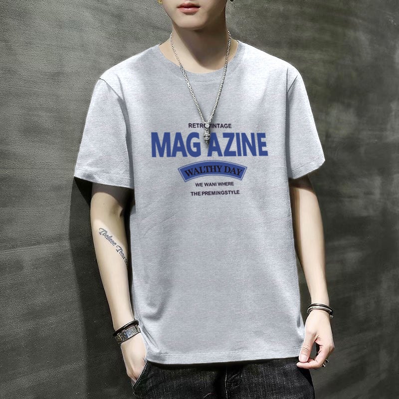 Trendy Printed Summer New Men's Short-sleeved T-shirt Round Neck Hong Kong Style Loose Half-sleeved Clothes Thin T-shirt Base Shirt - Image 4