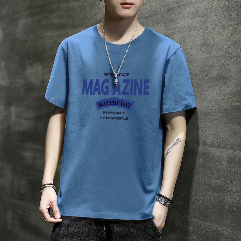 Trendy Printed Summer New Men's Short-sleeved T-shirt Round Neck Hong Kong Style Loose Half-sleeved Clothes Thin T-shirt Base Shirt - Image 3