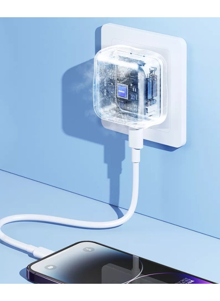 ريماكس شاحن سريع GaN مزدوج من النوع C بقوة 35 وات RP-U87، محول حائط صغير الحجم بتقنية PD + QC مع شريحة ذكية، شحن سريع بمنفذين، قابس الاتحاد الأوروبي، تصميم مقاوم للحريق للهواتف الذكية والأجهزة اللوحية وأجهزة الكمبيوتر المحمولة - أبيض - Image 3