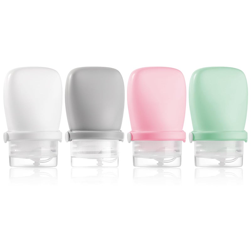 RONRONS 1oz Travel Bottles, Silicone Squeeze Sauce Salad Dressing Ketchup Condiment Bottles, Tsa Approved Leak Proof Containers for Toiletries Shampoo Conditioner Small (4 Pieces) - Image 1