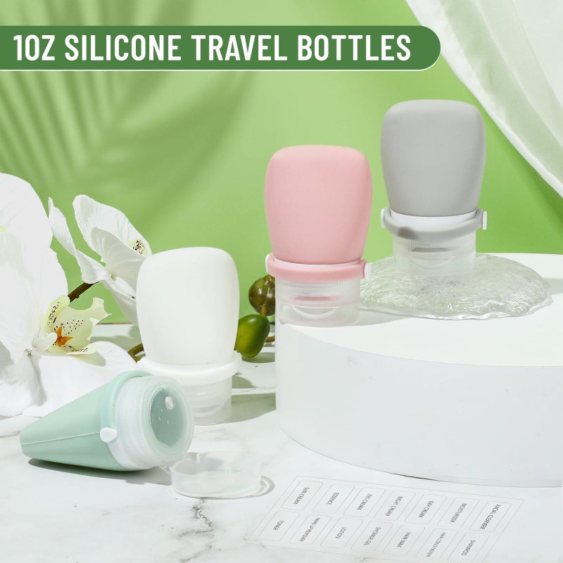 RONRONS 1oz Travel Bottles, Silicone Squeeze Sauce Salad Dressing Ketchup Condiment Bottles, Tsa Approved Leak Proof Containers for Toiletries Shampoo Conditioner Small (4 Pieces) - Image 2