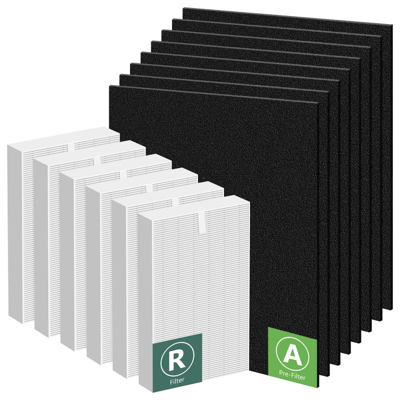 HPA300 HEPA Filter Replacement for Honeywell Air Purifiers HPA300 Series HPA300 HPA304 HPA8350 HPA300VP HPA3300b HPA5300 Replace HRFR3 6 HEPA R and 8 Pre Filters A HRFAP1
