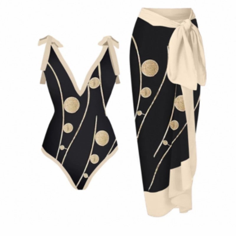 2025 Ins One-Piece Spring Swimsuit Independent Station Sunscreen Dress French Retro Beach Bikini - Image 5