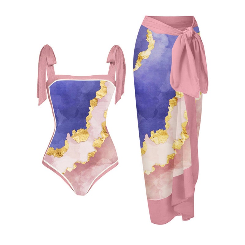 2025 Ins One-Piece Spring Swimsuit Independent Station Sunscreen Dress French Retro Beach Bikini - Image 3