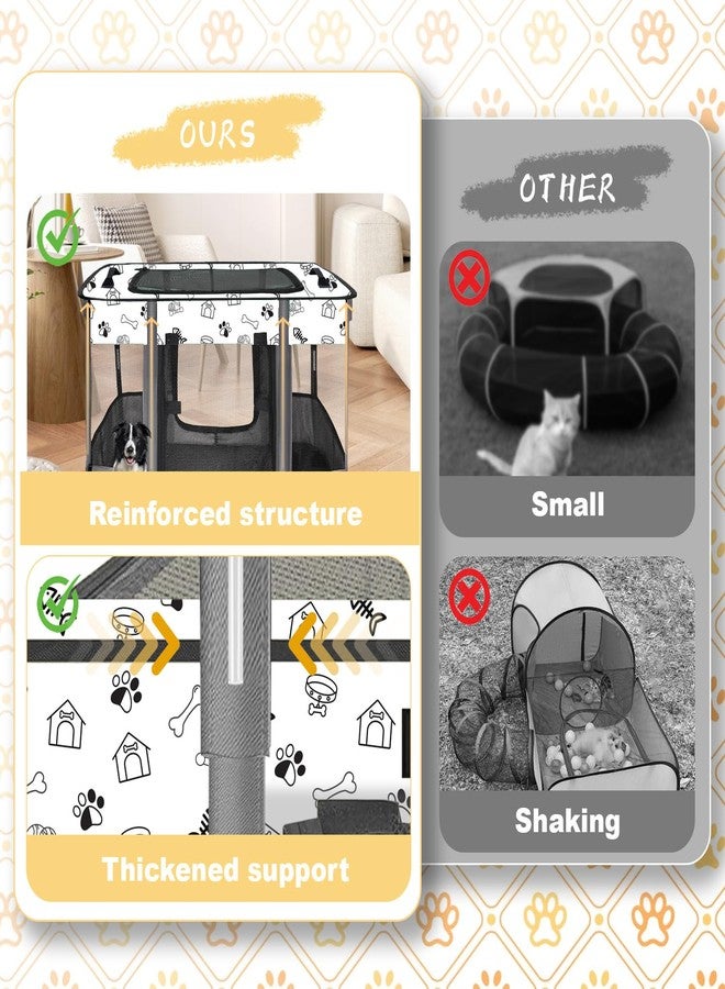 YOUWE7 قفص YOUWE7 الخارجي للقطط مع نفق محيط، قفص لعب خارجي مغلق للحيوانات الأليفة، خيمة قطط محمولة مع نفق للقطط المنزلية والحيوانات الصغيرة والجراء، خيمة محمولة مع حقيبة حمل - Image 3
