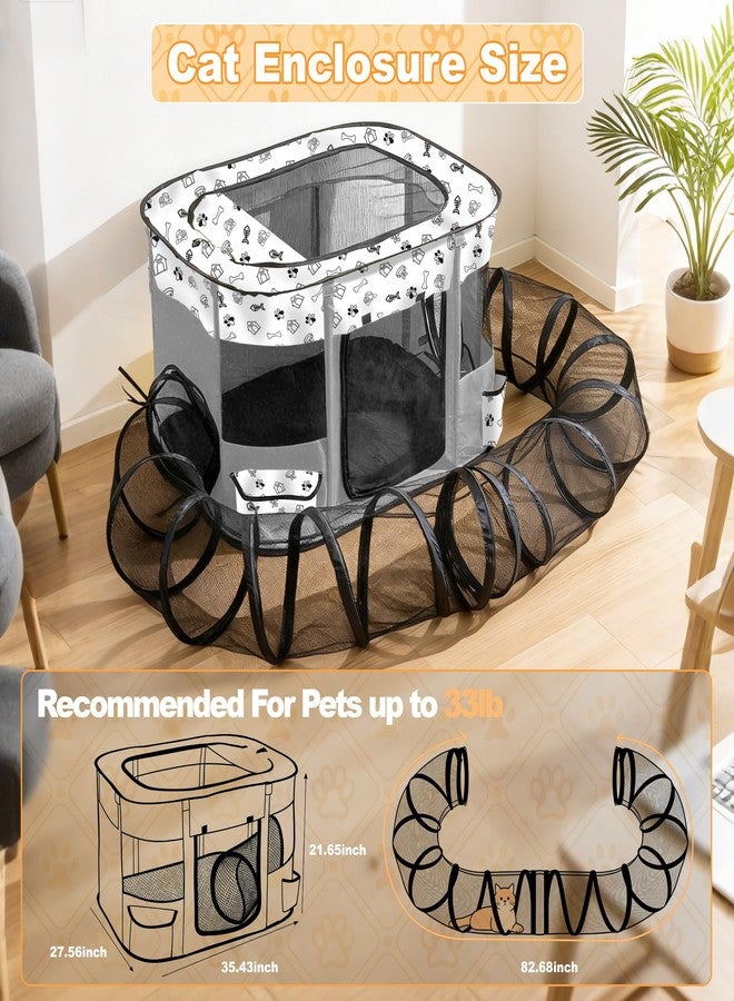 YOUWE7 قفص YOUWE7 الخارجي للقطط مع نفق محيط، قفص لعب خارجي مغلق للحيوانات الأليفة، خيمة قطط محمولة مع نفق للقطط المنزلية والحيوانات الصغيرة والجراء، خيمة محمولة مع حقيبة حمل - Image 2