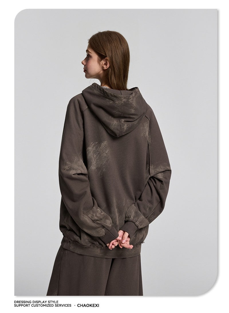 CHAOKEXI Heavyweight Painted High-Street Hoodie | Retro Washed Distressed Oversized Hoodie for Men and Women - Image 5