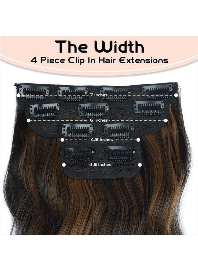 Vigorous Hair Extensions Highlights Hair Extensions Clip ins 4PCS Thick Wavy Hair Extensions for Women Synthetic - Image 5