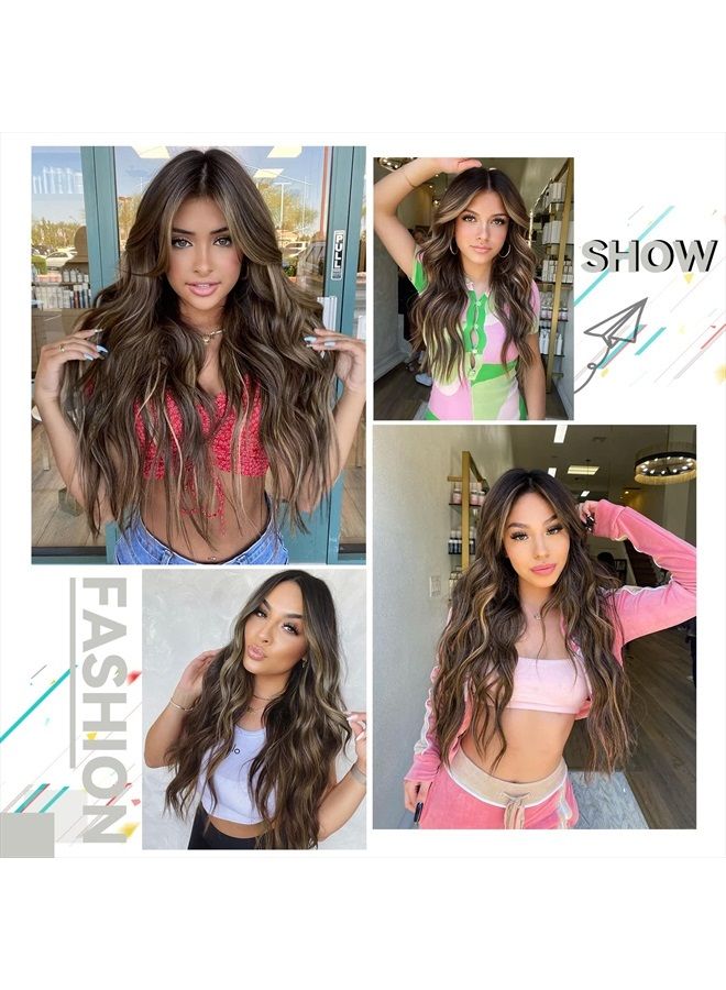 Vigorous Hair Extensions Highlights Hair Extensions Clip ins 4PCS Thick Wavy Hair Extensions for Women Synthetic - Image 4