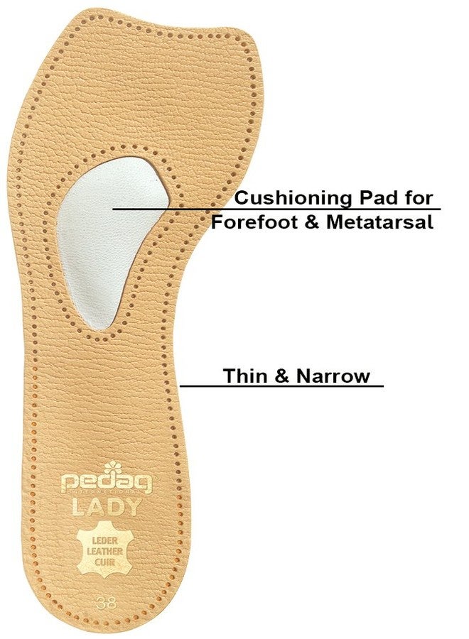 Pedag 121 Lady 3/4 Ultra Thin Leather Self Adhesive Insole for All Heels, Tan, Women's 9 - Image 3