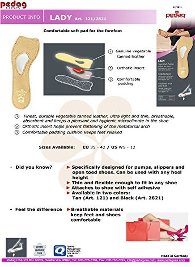 Pedag 121 Lady 3/4 Ultra Thin Leather Self Adhesive Insole for All Heels, Tan, Women's 9 - Image 5
