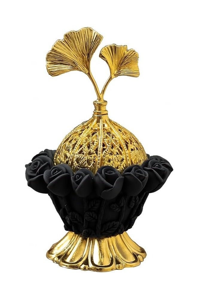 أمازينج. إي جي بي مبخرة ديكورية، مصنوعة من البولي ريزين الأسود والذهبي، 11.8 سم × 8 سم، حاملات متعددة للعود والبخور (أسود) - Image 1