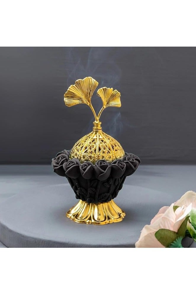أمازينج. إي جي بي مبخرة ديكورية، مصنوعة من البولي ريزين الأسود والذهبي، 11.8 سم × 8 سم، حاملات متعددة للعود والبخور (أسود) - Image 4