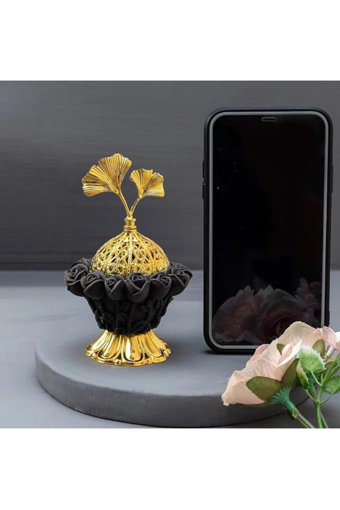 أمازينج. إي جي بي مبخرة ديكورية، مصنوعة من البولي ريزين الأسود والذهبي، 11.8 سم × 8 سم، حاملات متعددة للعود والبخور (أسود) - Image 5