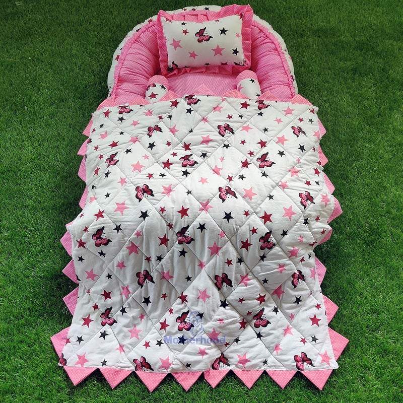 MOTHERHOOD MOTHERHOOD Baby Nest Bed with 3 pc Baby Pillow and 1 Large Baby Blanket Luxury UltraSoft Comfortable Baby Mattress Bed Sleeper Bedding Set coSleeper for Newborn to Toddlers Z Pink S D - Image 2