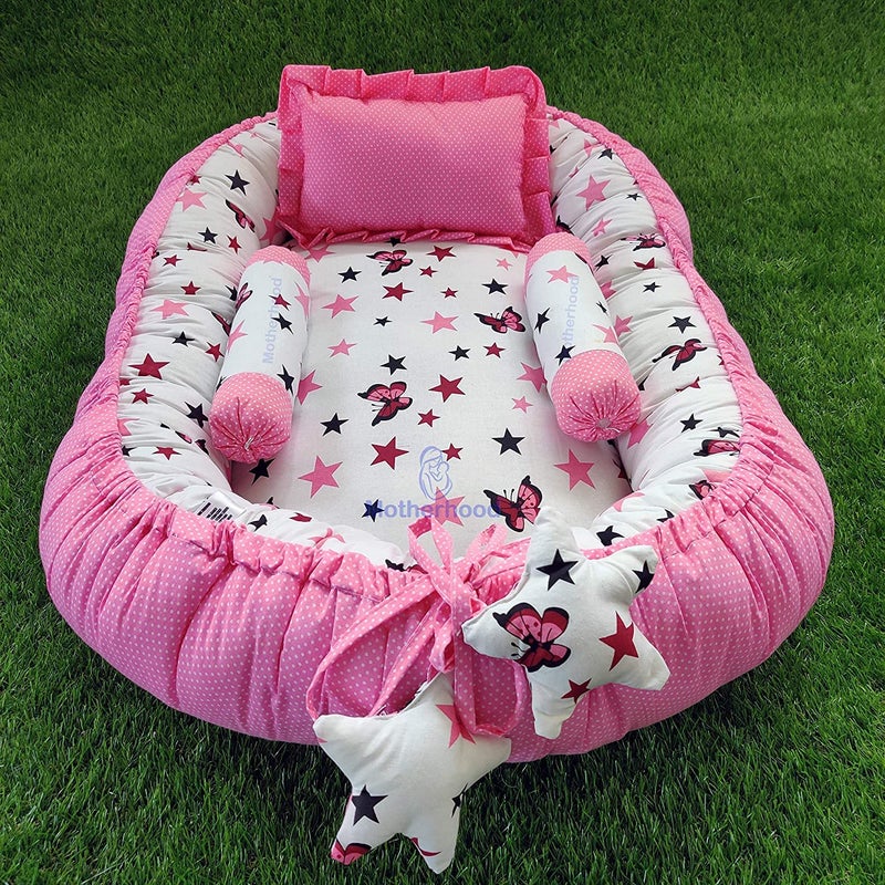 MOTHERHOOD MOTHERHOOD Baby Nest Bed with 3 pc Baby Pillow and 1 Large Baby Blanket Luxury UltraSoft Comfortable Baby Mattress Bed Sleeper Bedding Set coSleeper for Newborn to Toddlers Z Pink S D - Image 4