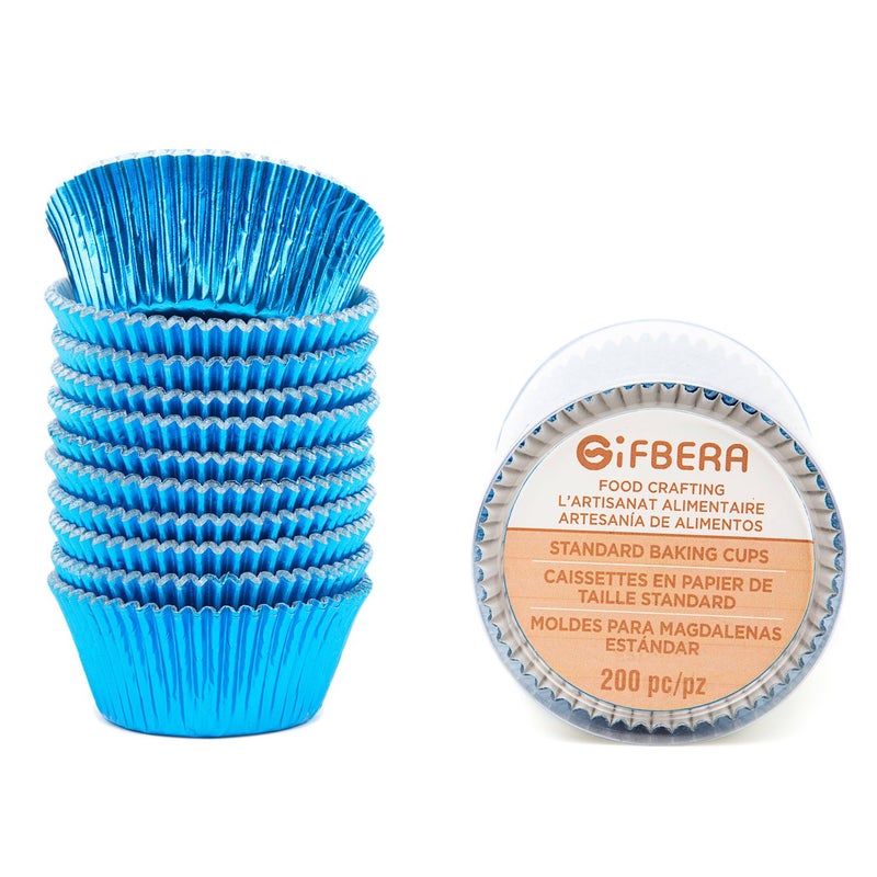 Gifbera Gifbera Blue Foil Cupcake Liners Standard Muffin Wrappers for Baking 200Count 