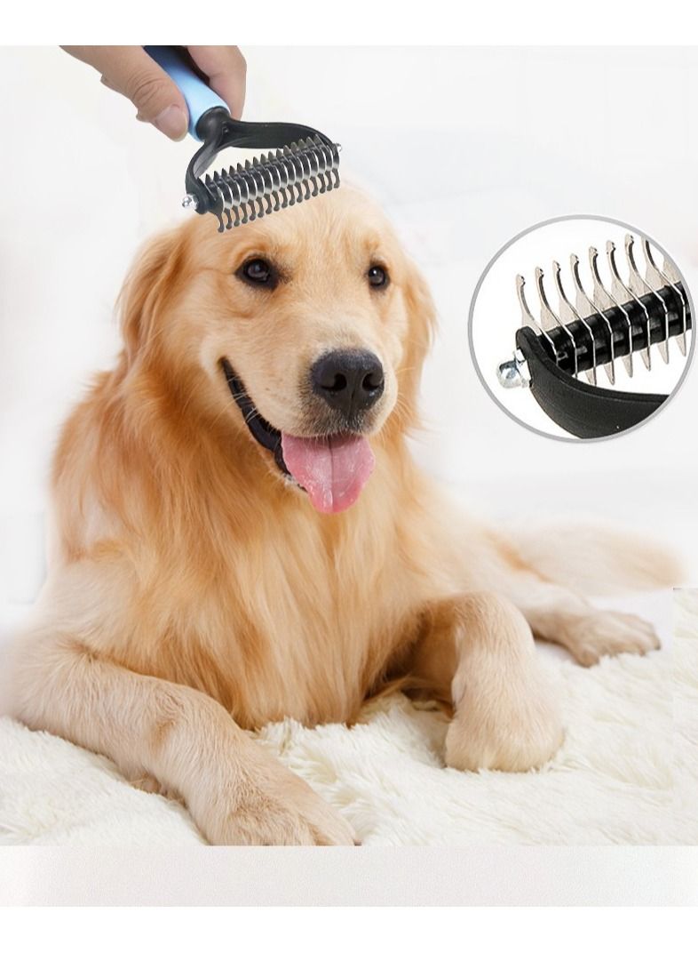 DUNISO Pet Deshedding Brush Double Sided Undercoat Rake for Dogs and Cats Shedding Comb and Dematting Tool for Grooming Extra Wide - Image 4