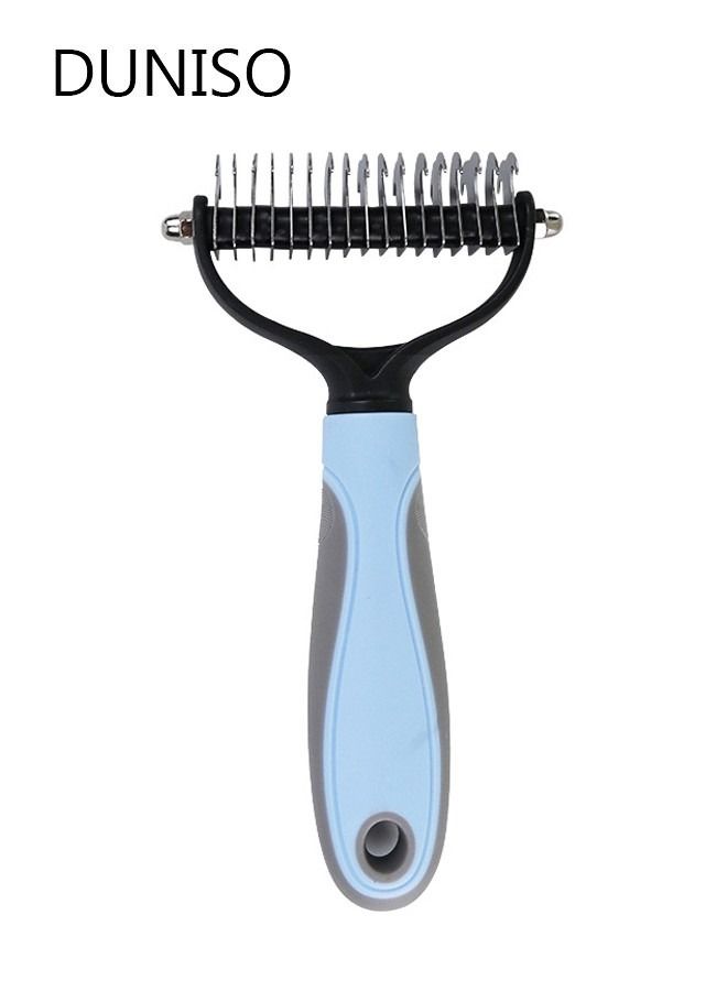 DUNISO Pet Deshedding Brush Double Sided Undercoat Rake for Dogs and Cats Shedding Comb and Dematting Tool for Grooming Extra Wide - Image 1