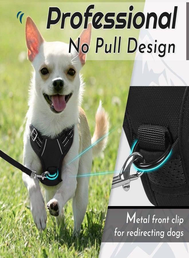 Eagloo Small Dog Harness No Pull, Service Vest with Reflective Strips and Control Handle, Adjustable and Comfortable for Easy Walking, No Choke Pet Harness with 2 Metal Rings, Black, XS - Image 3