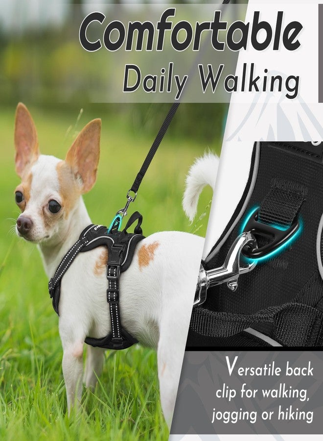Eagloo Small Dog Harness No Pull, Service Vest with Reflective Strips and Control Handle, Adjustable and Comfortable for Easy Walking, No Choke Pet Harness with 2 Metal Rings, Black, XS - Image 4