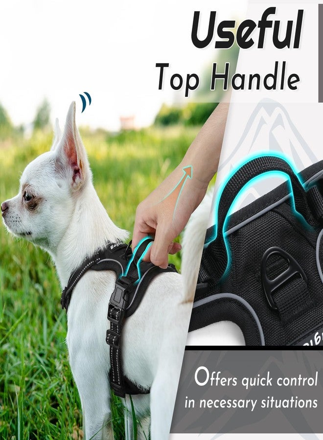 Eagloo Small Dog Harness No Pull, Service Vest with Reflective Strips and Control Handle, Adjustable and Comfortable for Easy Walking, No Choke Pet Harness with 2 Metal Rings, Black, XS - Image 5