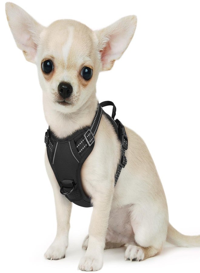 Eagloo Small Dog Harness No Pull, Service Vest with Reflective Strips and Control Handle, Adjustable and Comfortable for Easy Walking, No Choke Pet Harness with 2 Metal Rings, Black, XS - Image 1