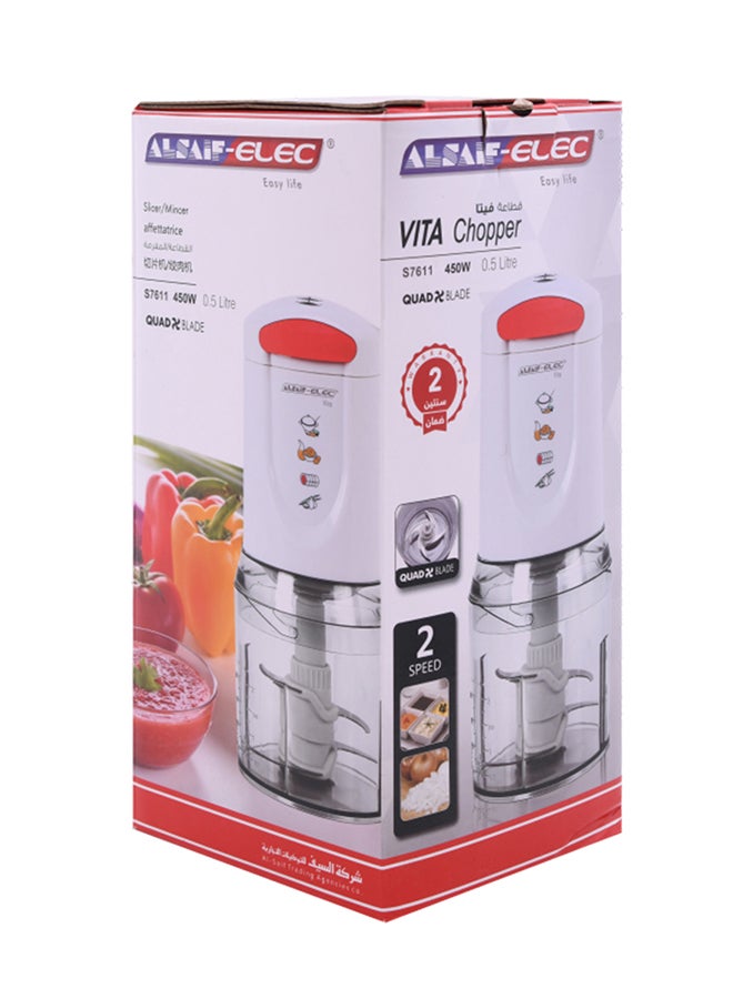 ALSAIF-ELEC Electric Chopper 0.5 L 450 W S7611 White - Image 5