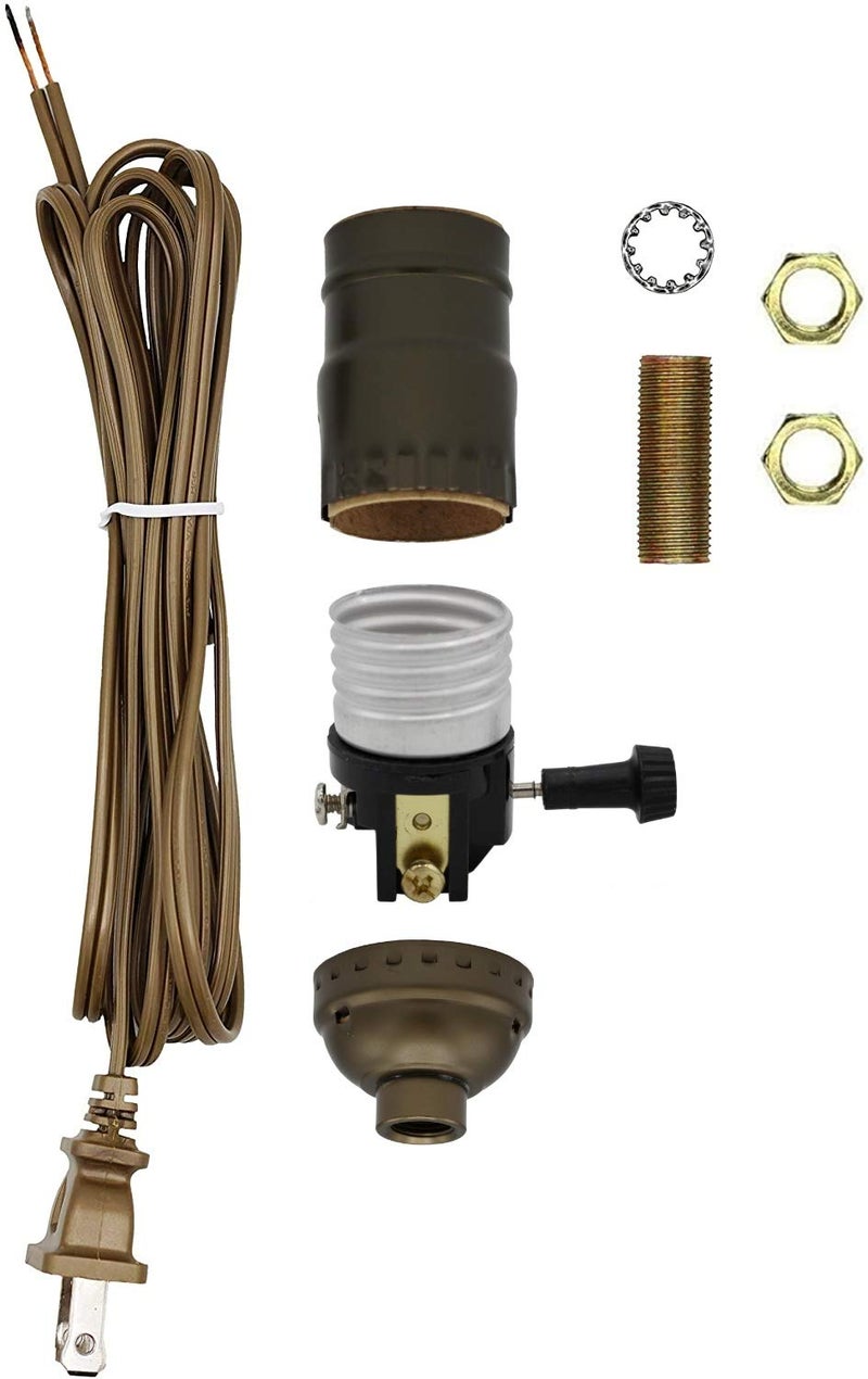 Creative Hobbies Make a Lamp or Repair Kit - All Essential Hardware, 3 Way Socket, and Matching Electric Cord (Antique) - Image 1