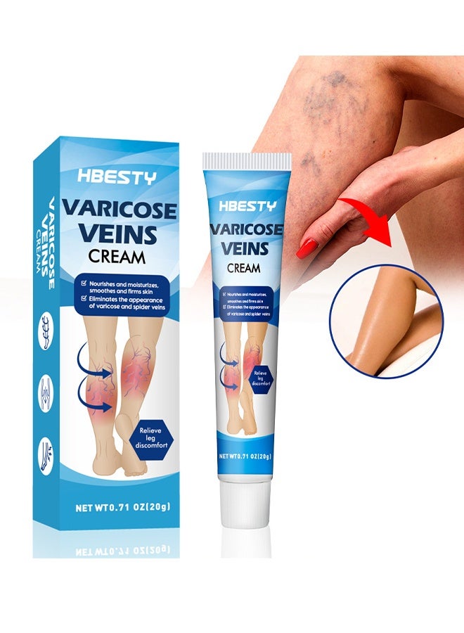 HBESTY Varicose Veins Cream Relief Phlebitis Angiitis 100% Natural Ingredients Added Eliminate the Appearance of Varicose Veins - Vein Inflammation Treatment for Men & Women 20g - Image 1