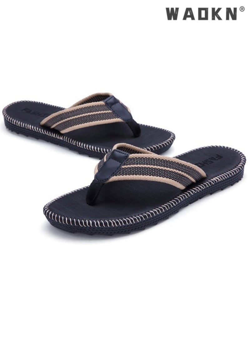WAOKN Men's slippers Flip flops House slippers Flat sandals Beach shoes Wear-resistant Indoor and outdoor Shoes ,Flip- Flops Summer Men Slippers, Casual Shoes, Anti-slip and odor-resistant  - Image 1