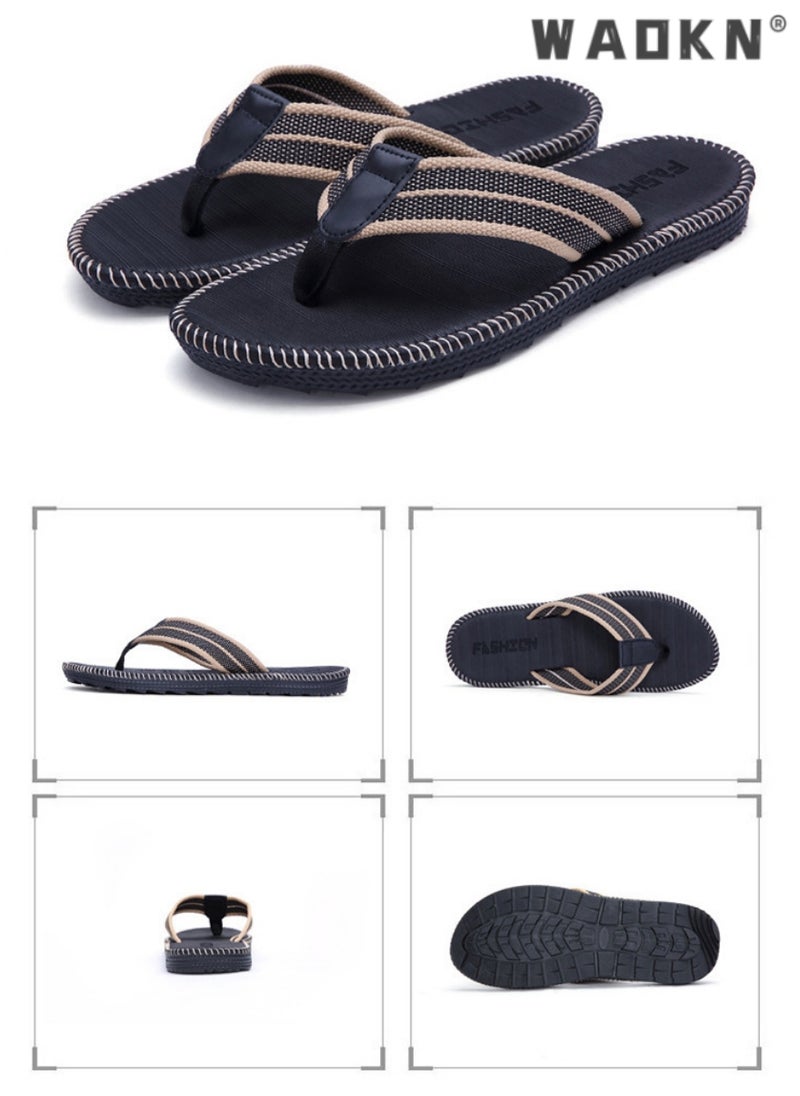 WAOKN Men's slippers Flip flops House slippers Flat sandals Beach shoes Wear-resistant Indoor and outdoor Shoes ,Flip- Flops Summer Men Slippers, Casual Shoes, Anti-slip and odor-resistant  - Image 2
