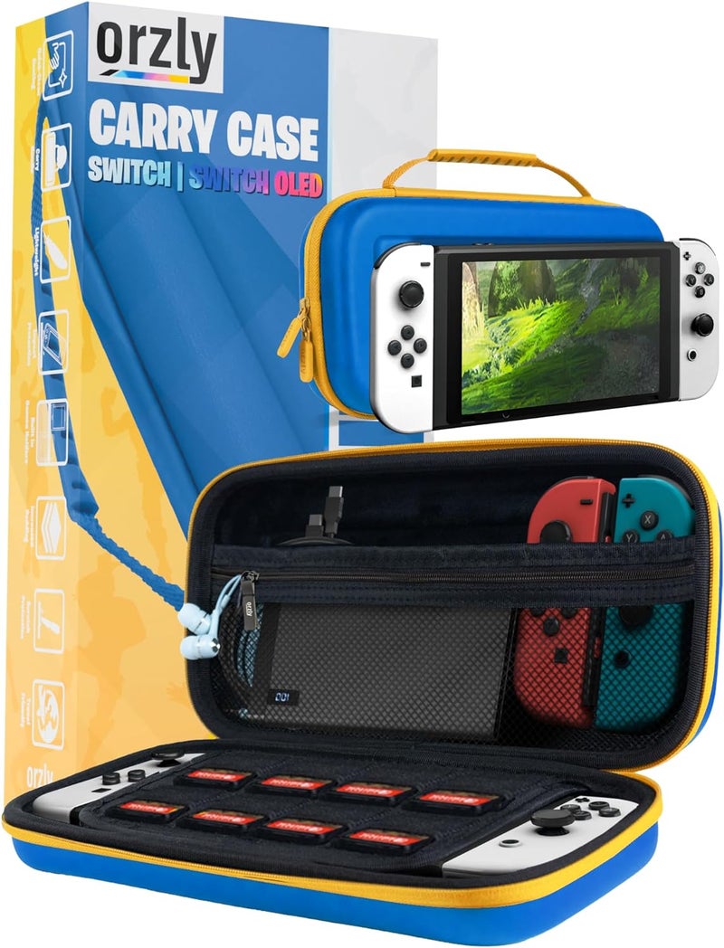 Orzly Carrying Case for Nintendo Switch OLED Console with Accessories and Game Storage Compartment - Easy Clean Case Gift Boxed - Image 1