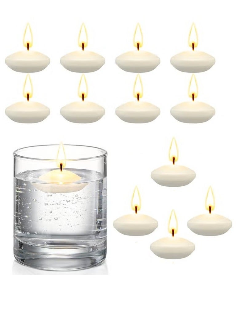 HOME ZONE 12 Pcs 1.5'' Unscented Floating Candles for Centerpieces Floating Warm Tealights Candles Floating Candles for Wedding Party Decoration (White) - Image 1