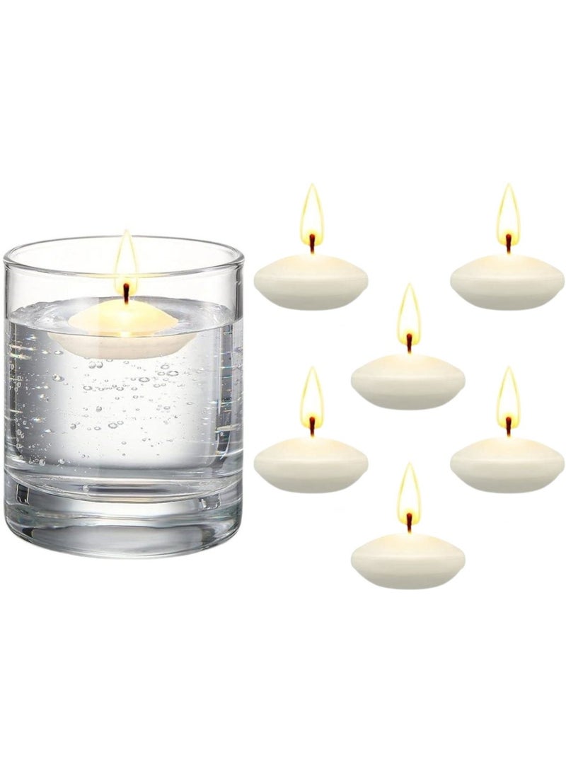 HOME ZONE 6 Pcs 1.5'' Unscented Floating Candles for Centerpieces Floating Warm Tealights Candles Floating Candles for Wedding Party Decoration (White) - Image 1