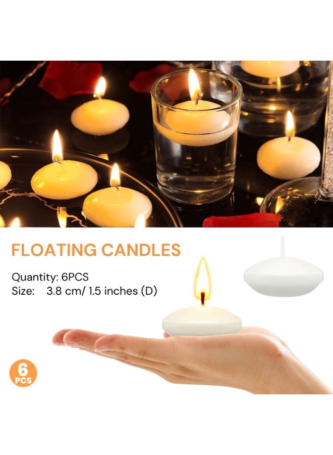 HOME ZONE 6 Pcs 1.5'' Unscented Floating Candles for Centerpieces Floating Warm Tealights Candles Floating Candles for Wedding Party Decoration (White) - Image 2