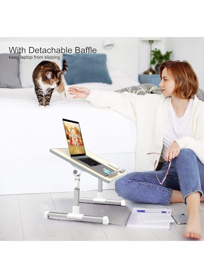 Adjustable Laptop Desk for Bed – Foldable Lap Table with Built-in USB Cooling Fan – Standing Desk for Home, Office, Gaming, Writing – Fits Laptops up to 17" (Beige) - Image 2