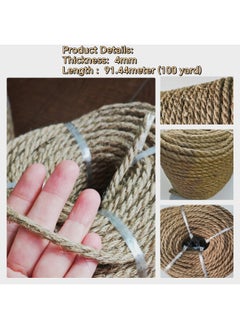 SUNRISE Jute Rope,4mm Thick,91.44m,Strong Hemp Twine Cord For DIY Crafts, Decoration, Gift Wrapping, Garden, Hanging and Packing And Pets Eco Friendly Durable Utility Rope  - Image 2
