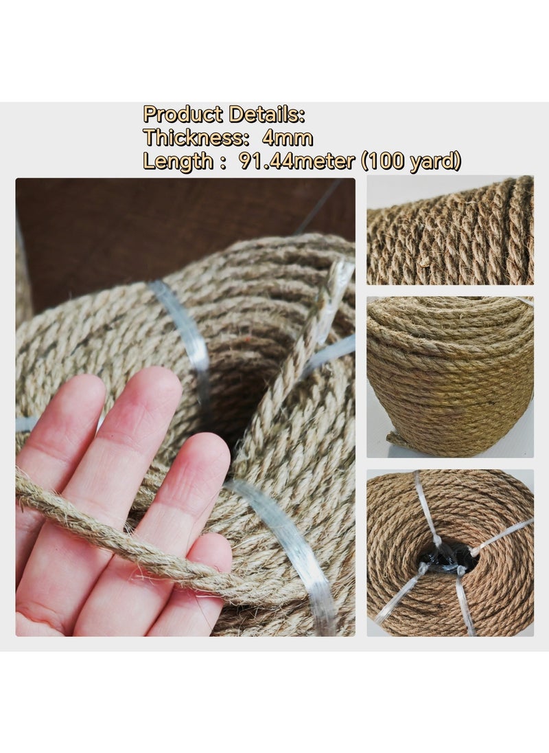 SUNRISE Jute Rope,4mm Thick,91.44m,Strong Hemp Twine Cord For DIY Crafts, Decoration, Gift Wrapping, Garden, Hanging and Packing And Pets Eco Friendly Durable Utility Rope  - Image 2