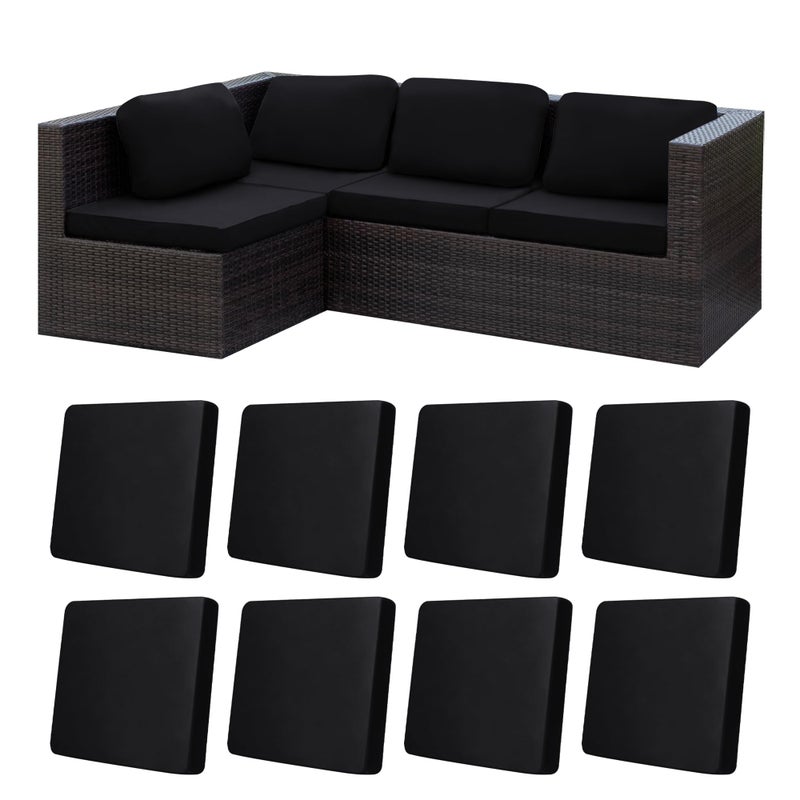 BIETYONE 8Pcs Stretch Patio Cushion Covers,Outdoor Couch Covers Replacement,Outdoor Couch & Sofa Slipcovers,for Patio Furniture Cushion Covers,Washable Reusable Furniture Protector (Black, Cover Only) - Image 1