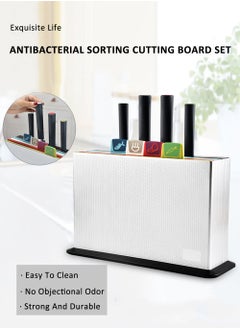 EzzySo Food Knife Cutting Boards Set with 4 Color Coded Chopping Boards, 4 Stainless Steel Knives with Holder Sets for Kitchen Non-Slip, Anti Bacterium Plastic Chopping Block Dishwasher Safe  - Image 2