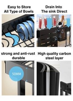 Toshionics Double Layer 2 Tier Over The Sink Dish Drying Stand Drainer Organizer Storage Rack With Dustproof Door Kitchen Countertop Cutlery Storage Organizer Utensil Plate Holder Drain Bracket Shelf 85cm  - Image 5